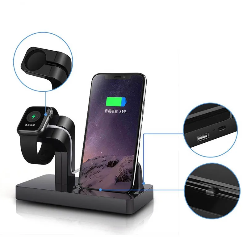 Беспроводное зарядное устройство для Apple Watch 5 2 3 4 iPhone 8 7 6 S Plus XR X XS 11 Pro