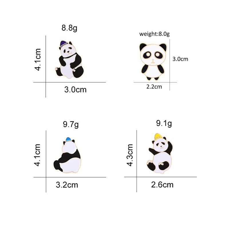 Модные эмалированные заколки в виде панды для шляпы забавные броши животных