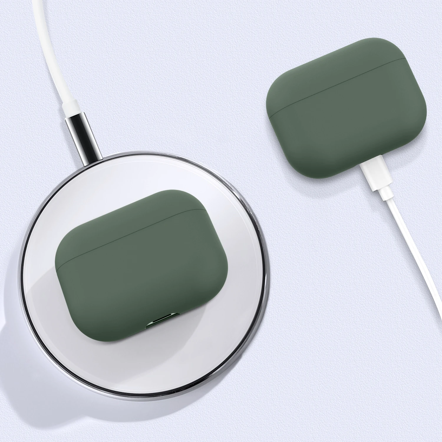 Чехол для AirPods Pro, мягкий жидкий силиконовый защитный чехол, видимый передний светодиодный чехол для AirPods Pro, чехол 3, модный зеленый