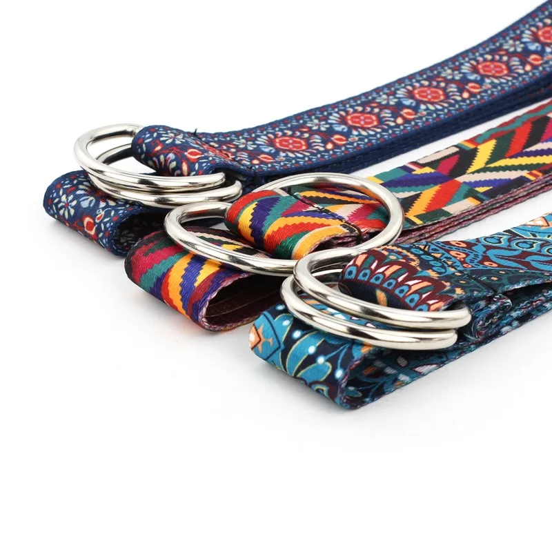 Женский холщовый ремень в стиле бохо с двусторонним принтом | Аксессуары для