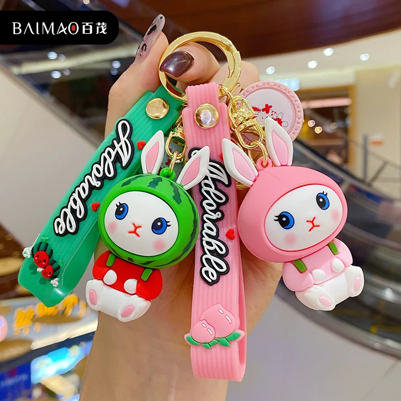 

Cartoon Cute Fruit Rabbit Keychain Fashion Bag Pendant Trend Couple Accessories Car Key Chain Men Women Anime Keychain Key Ring