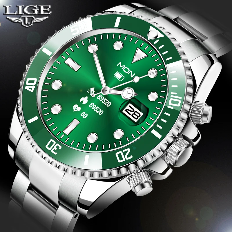 Смарт часы LIGE мужские водонепроницаемые с Bluetooth и сенсорным экраном| |