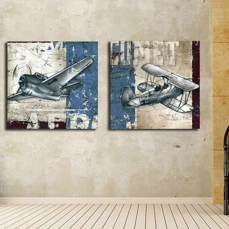 Винтажные кофейные самолеты Картина на холсте Современные Классические Постеры