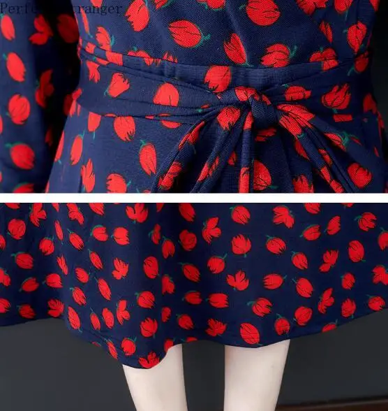 Высокое качество осень Новое поступление для отдыха v образный вырез цветочный