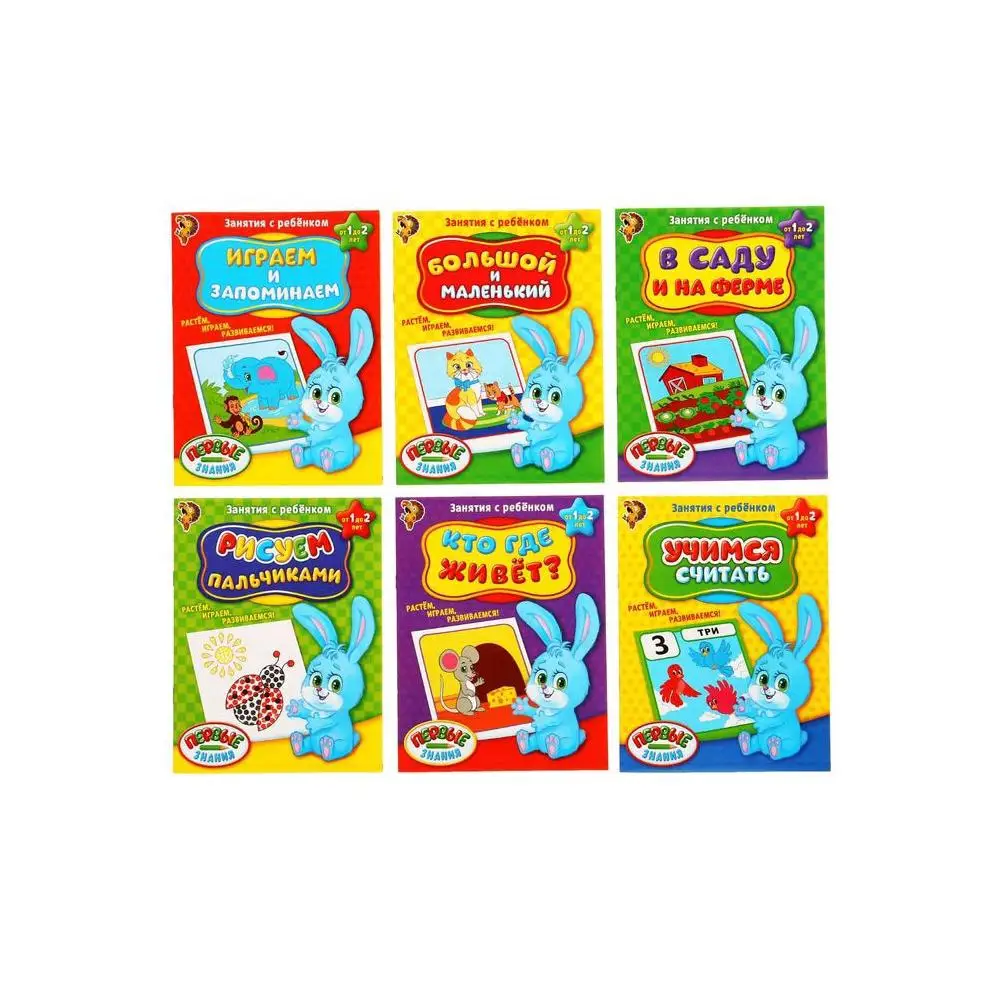 Обучающие книги Полный годовой курс. Серия от 1 до 2 лет 6 книг по 16 стр. в папке |
