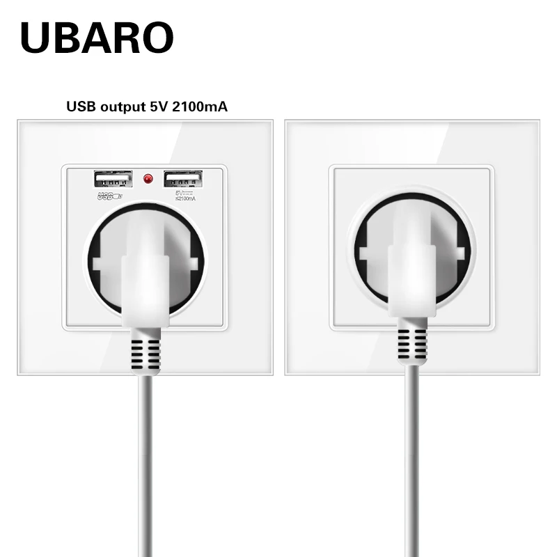 UBARO 146*86 немецкая стандартная розетка из закаленного стекла с Usb 5 в 250 мА
