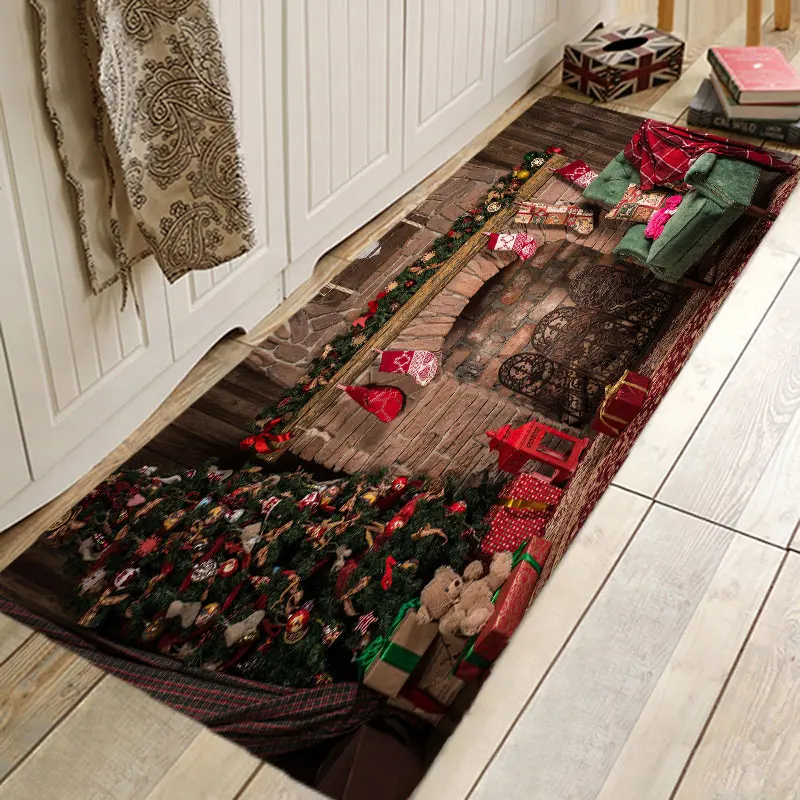 

Christmas Rug 3D RUG Hallway Carpets and Rugs for Bedroom Living Room Carpet Kitchen Bathroom Anti-Slip Floor Mats 3D Mat