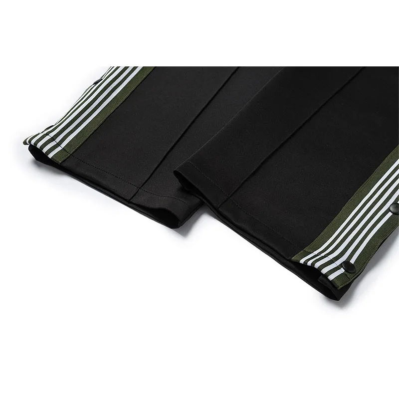 

Casual Men Women AWGE Needles Sweatpants Drawstring Joggers Butterfly Embroidery Button Striped Needles AWGE PANTS Trousers