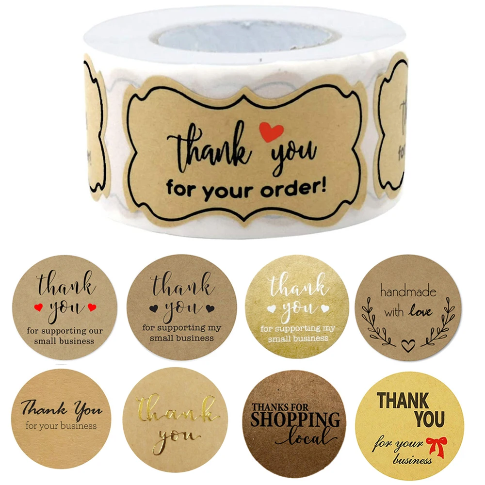 Наклейки из крафт бумаги с надписью Thank You канцелярские наклейки круглые ярлыки