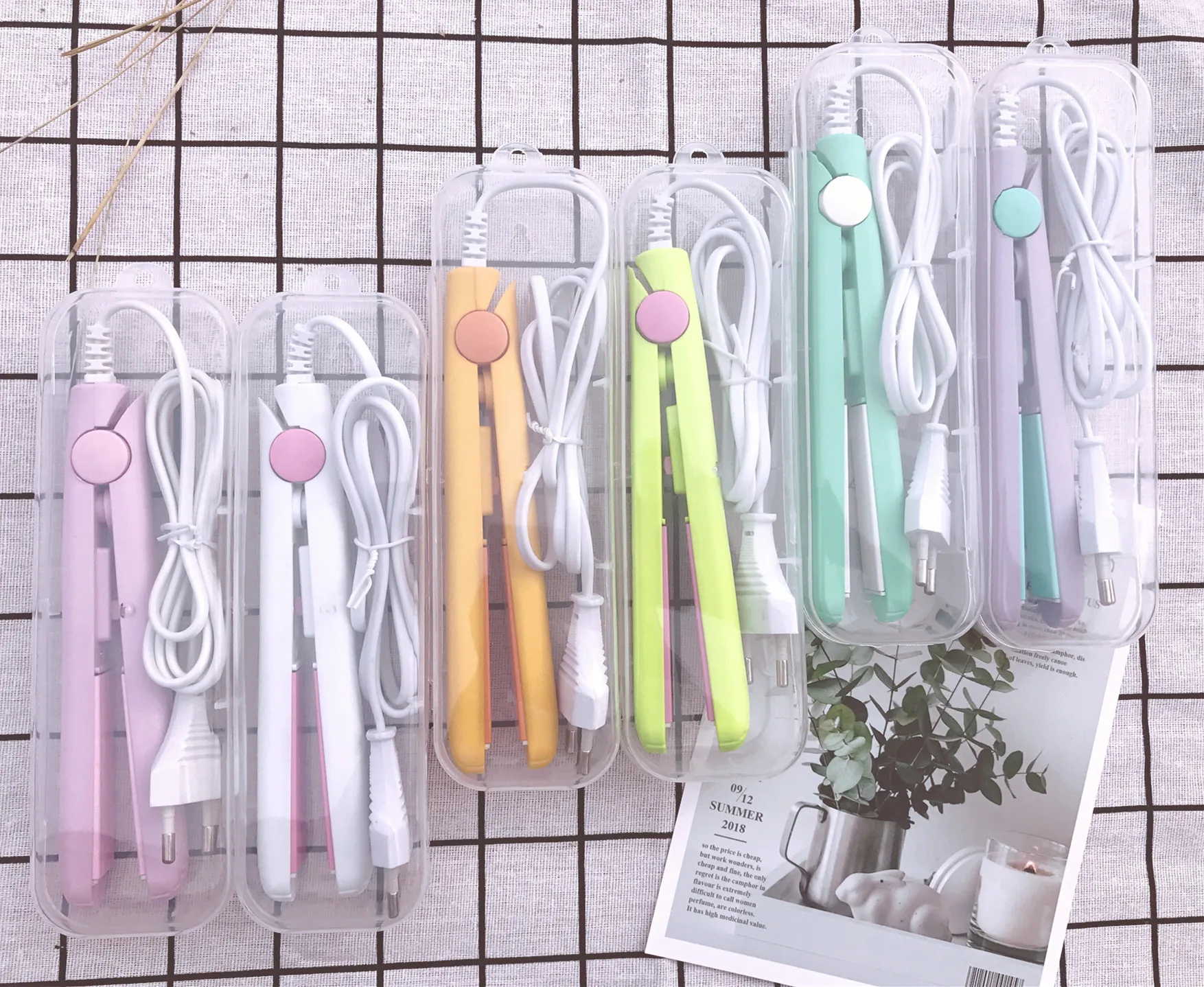 High Quality Mini Hair straightener Iron Pink Ceramic Straightening Curling Corrugated Styling Tools Curler | Красота и здоровье