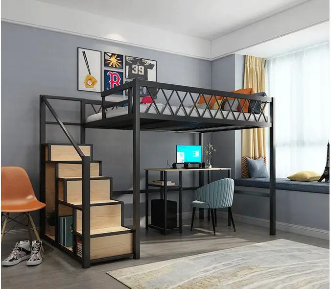 Железная поднятая кровать простая Маленькая плоская многофункциональная