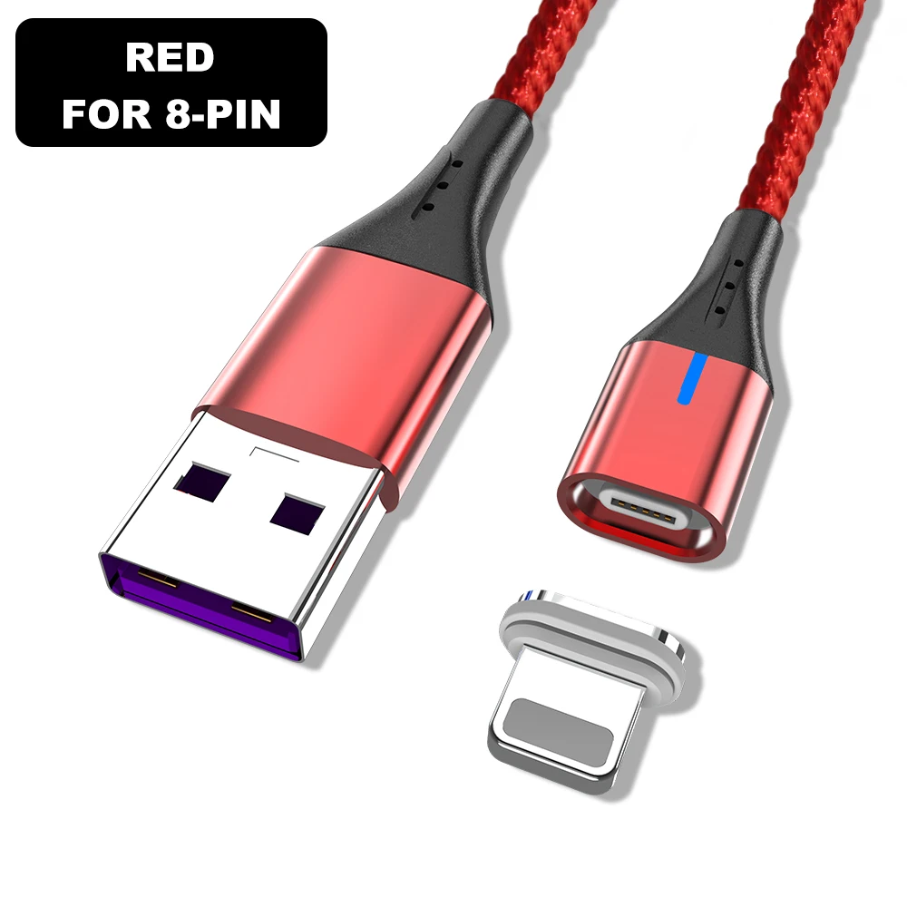 Магнитный кабель для быстрой зарядки для huawei samsung A90 Xiaomi usb type C Android кабели для мобильного телефона Microusb Линия передачи данных зарядное устройство - Цвет: Red iphone Cable