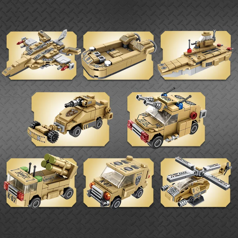 

Military World War 2 Infantry Vehicles 8 in 1 Tank Weapon Building Blocks Creator Expert Tanks Fighter Arms Educational Kids Toy