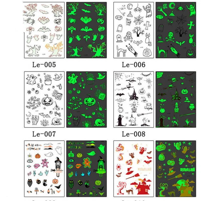 Хэллоуин светящаяся Татуировка Тыква призрак тату для детей поддельные