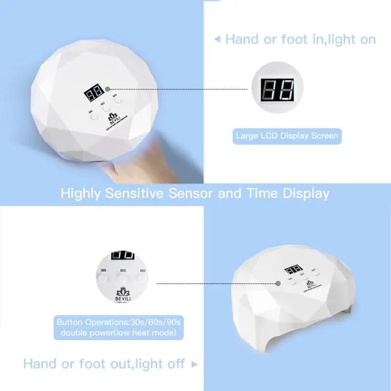 Белый 36W для ногтей УФ светодиодная лампа сушки фототерапии Клей сушильная
