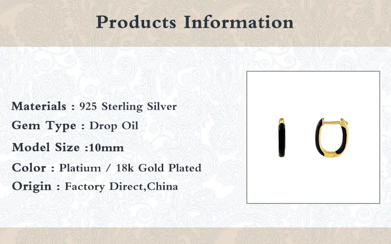 

Fancy Earrings 925 Sterling Silver Black/White/Red Enamel Small Hoop Earrings Women 18K Gold Zircons Retro Earrings Piercing