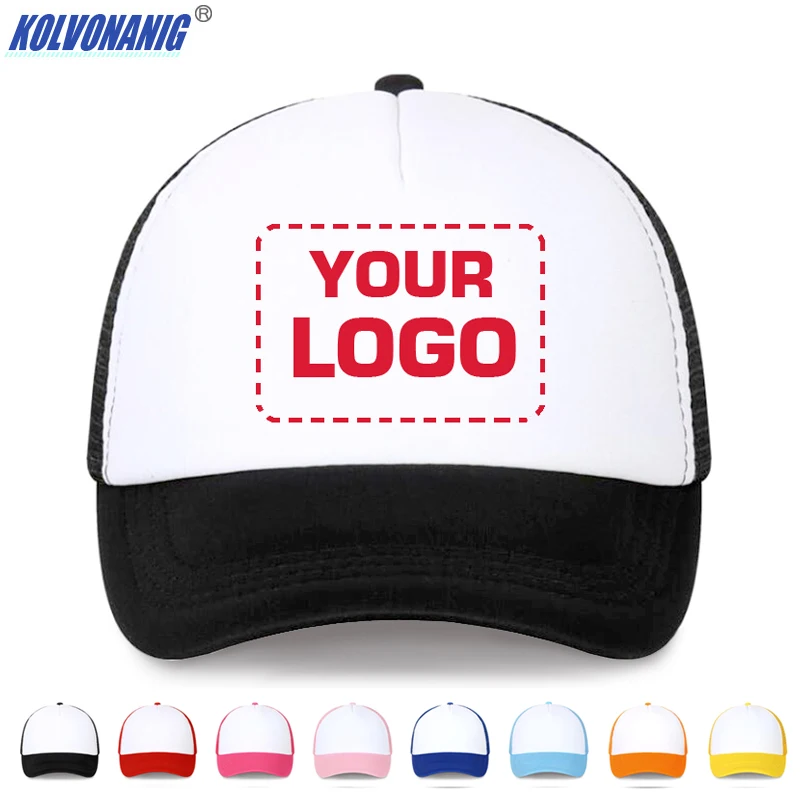 YOUR LOGO personalized customized DIY Printed Trucker Cap For Men&ampWomen Unisex Hip Hop Baseball Hat Snapback Mesh Dad Hats | Аксессуары