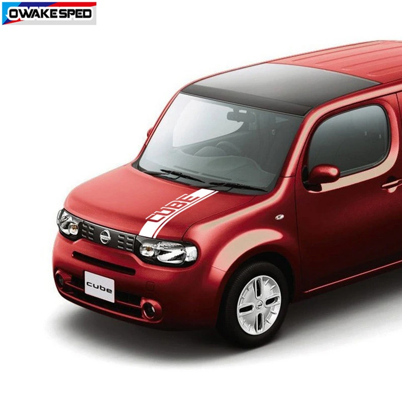 

Наклейка на капот автомобиля Nissan-Cube, спортивные полоски для гоночного стиля, декоративные виниловые наклейки для автомобиля, автомобильные...
