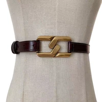 genuine leather ladys fashionable and generous gold pair buckle belt step on the sideline ornamental trousers sweater new strap