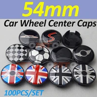 100pcs 54mm 5 4cm car logo badge emblem rims wheel center hub center caps for mini r50 r52 r55 r56 r57 r58 r59 r60 r61 f55 f56