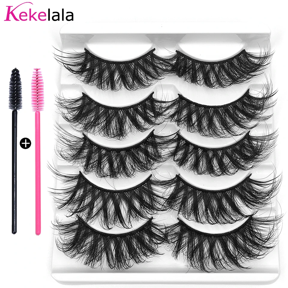 

5pairs Faux Mink Silk Eyelashes in Bulk Mix Eye Lashes Silk Vegan Strip Lashes for Doll Makeup Tools