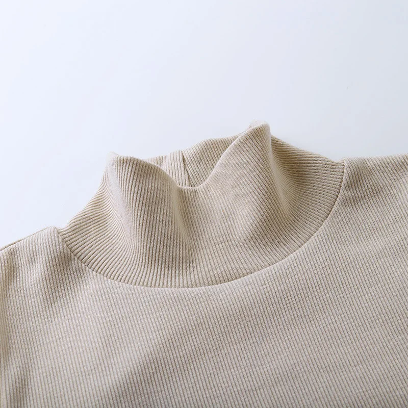 

Spring Autumn 2020 Women Pullover Fashion Gauze Puff Sleeve Undershirt Sexy Ladies Solid Color Slim Joker Slim Sweaters