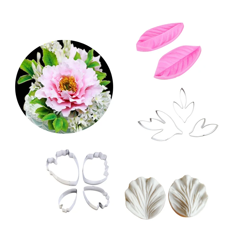 Пион цветок лепесток Veiner и резак силиконовая форма для выпечки торта инструменты