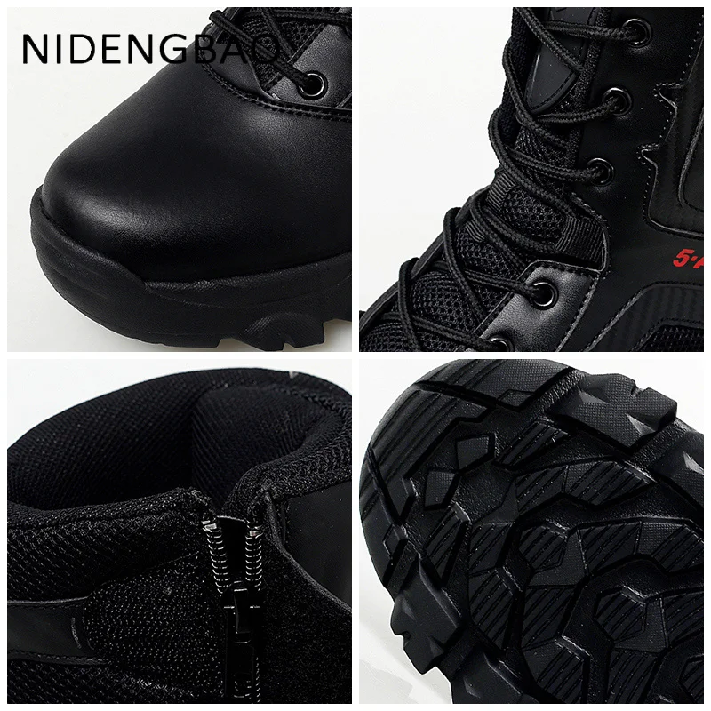 Men Military Boots Male Hiking Shoes Leather SWAT Army Tactical Boot Motorcycle Ankle Combat Boots Black Botas Militares Hombre