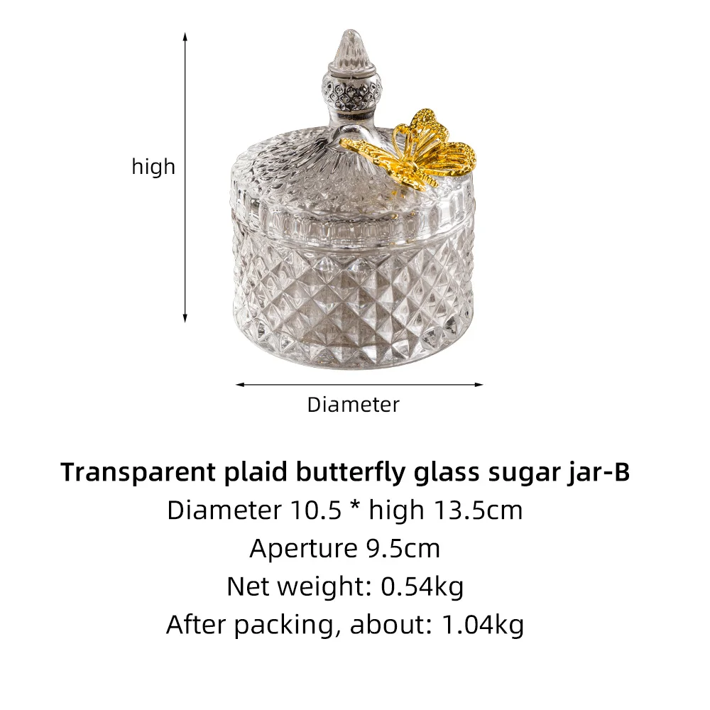 

Nordic Modern Transparent Glass Candy Jar Dried Fruit Box Cotton Swab Box Cotton Pad Box Round Household Storage Box