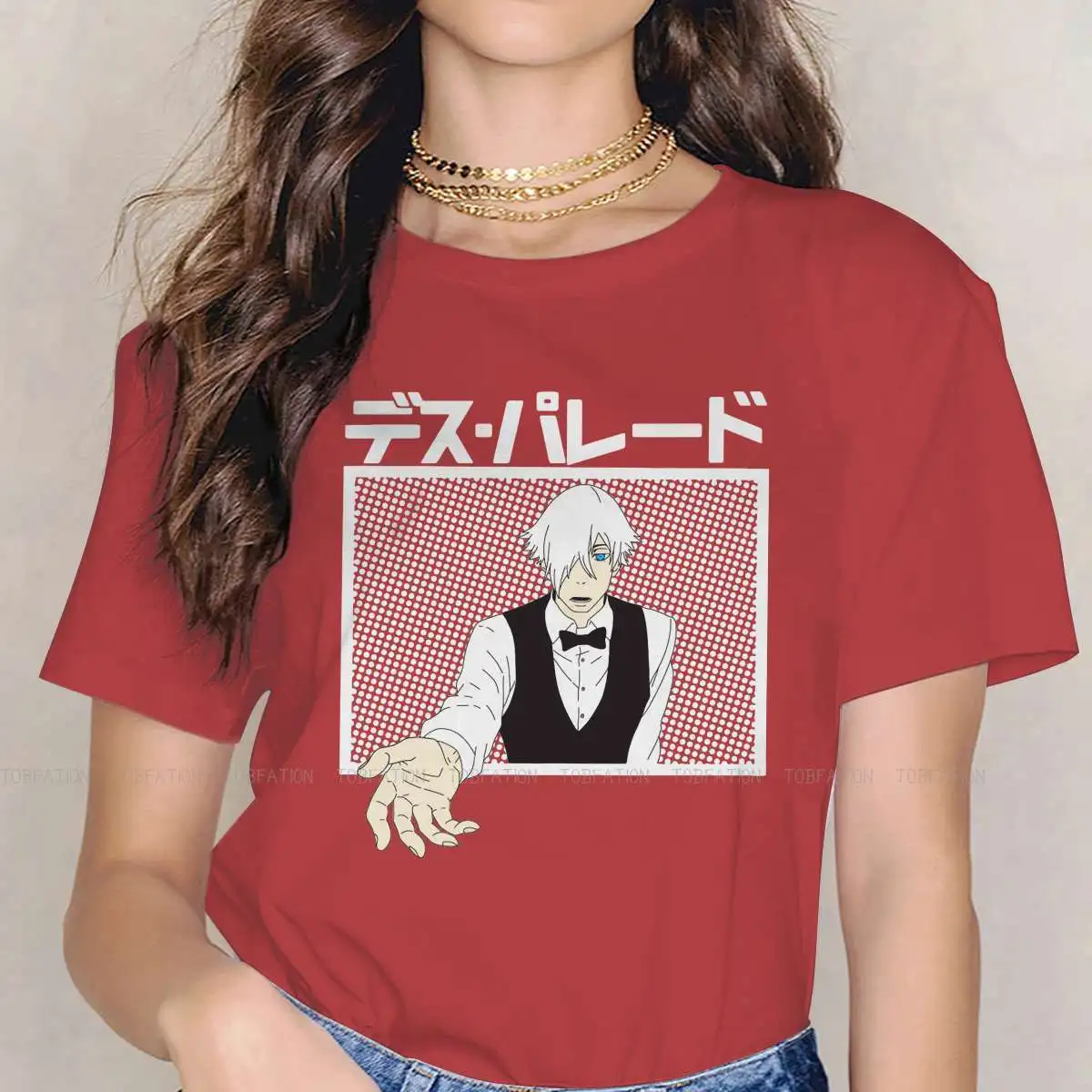 

Decim O Collar TShirt Death Parade Dekimu Japanese Anime Pure Cotton Classic T Shirt Woman's Clothes 4XL Fluffy
