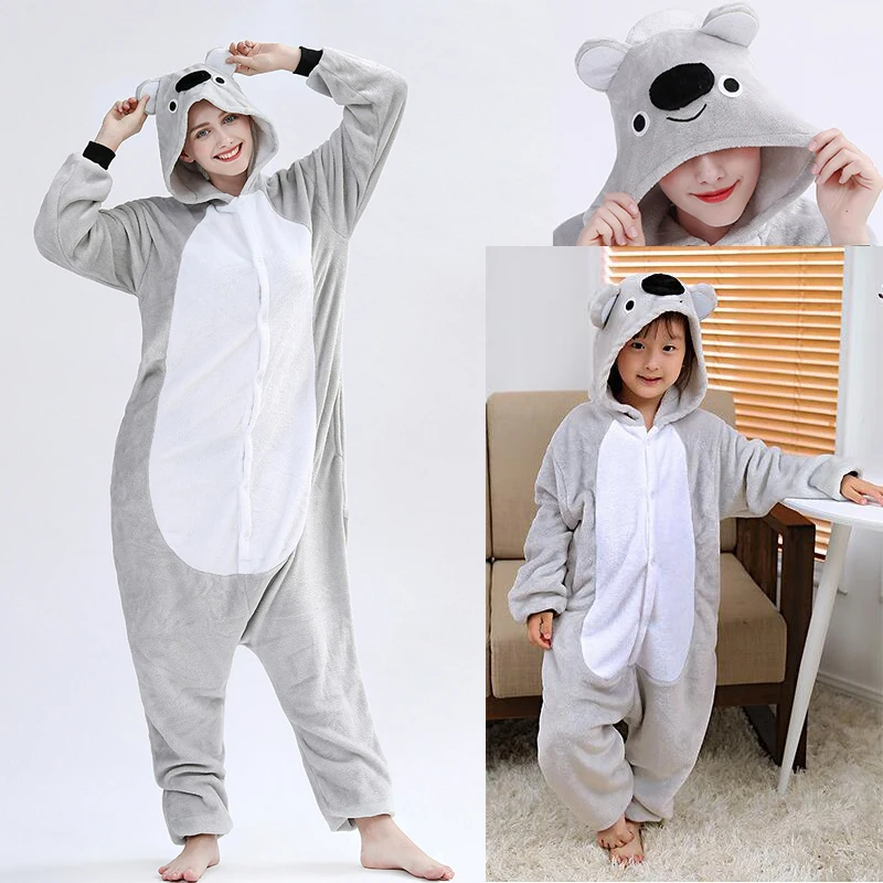 NEW Koala Зимняя одежда для семьи; фланелевая одежда для сна с изображением животных для детей, взрослых, женщин и мужчин; Одинаковая одежда для семьи с единорогом и стежком - Цвет: NEW Koala