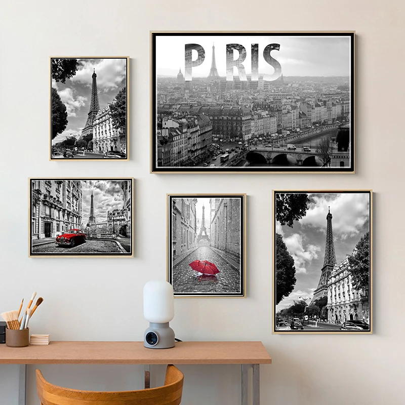 

Paris Black and White Art Posters And Prints For Living Room France Photography On Canvas Painting Wall Art Modern Home Decor