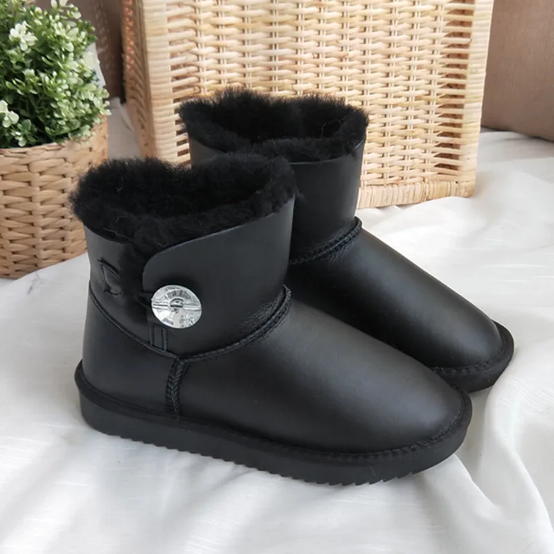 Лидер продаж водонепроницаемые ботильоны из натуральной кожи для снежной погоды