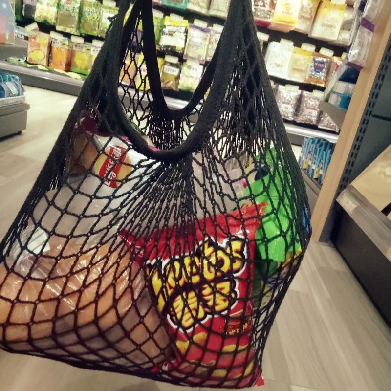 Новая Сетчатая Сумка для покупок на шнурке многоразовая сумка хранения фруктов