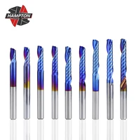 4mm shank spiral milling cutter aluminum cutting end mill nano blue coated carbide end mill cnc router bit single flute end mill