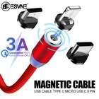 ESVNE 3A Быстрая зарядка Магнитный кабель для iPhone Xiaomi samsung Android мобильный телефон магнит зарядное устройство type C Micro USB кабель для передачи данных