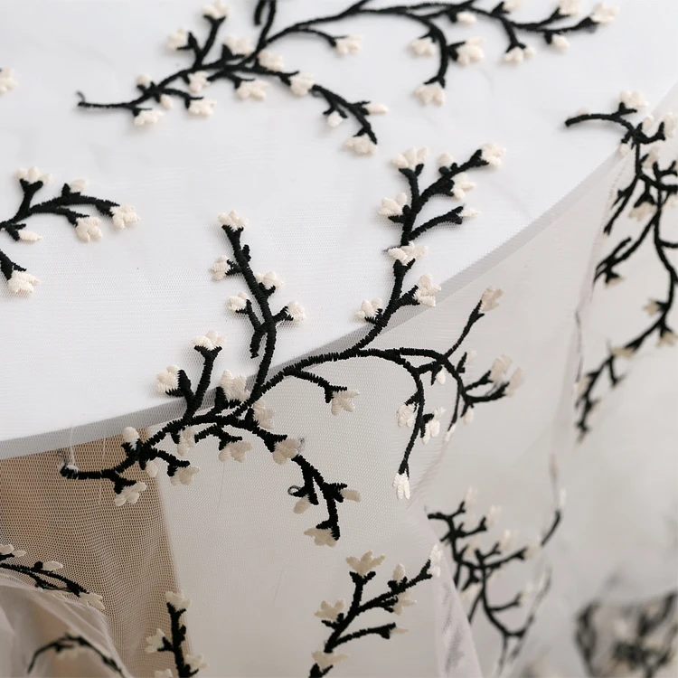 Трехмерная вышитая веточка кружевная ткань сетчатый тюль французская сделай сам