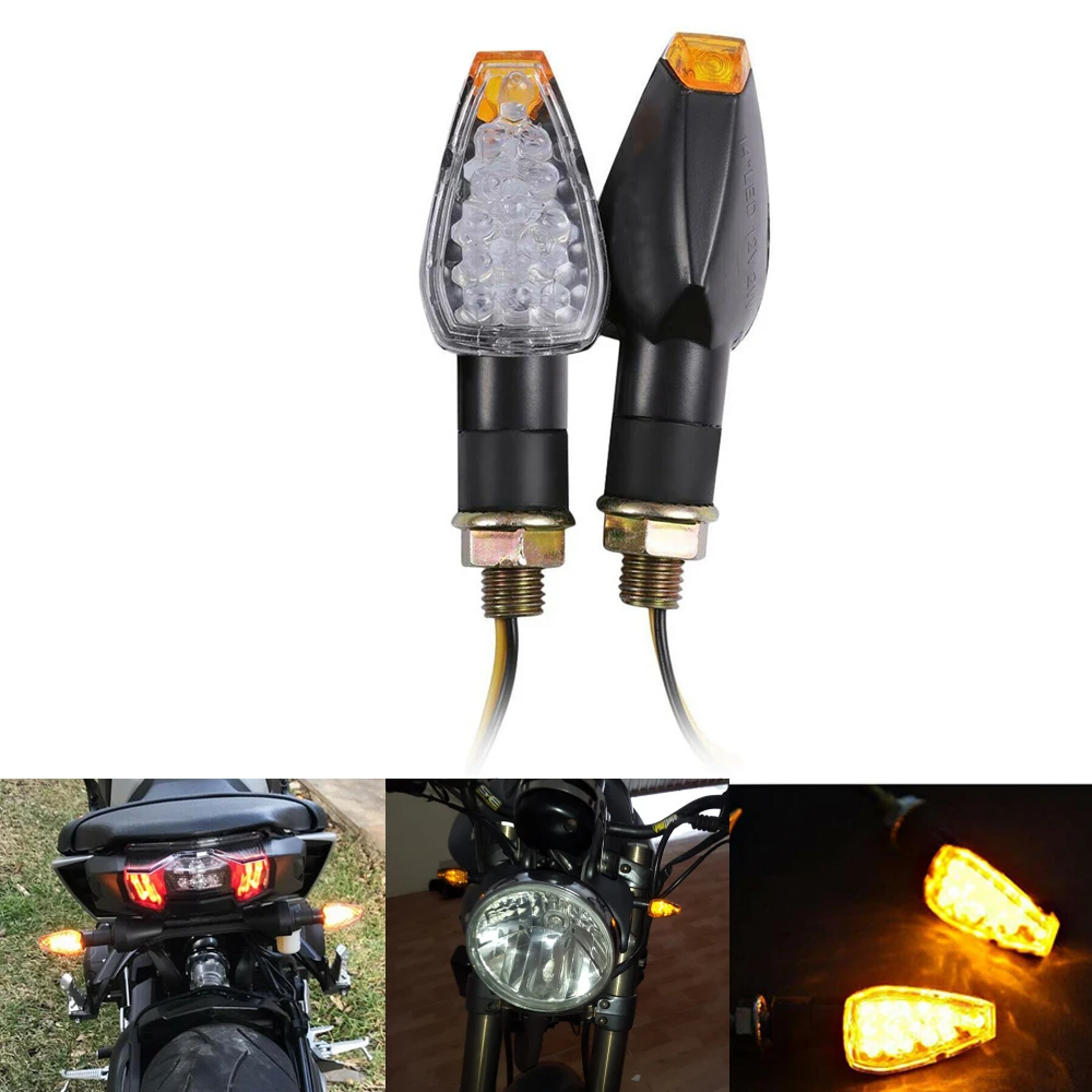 

2 Pair Motorcycle Turn Signal Lights Triangle LED Sequential Turn Signals Indicators Universal for Honda Kawasaki Yamaha Ducati