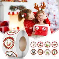 500 pcsroll 25mm wide merry christmas sticker animal snowman tree decoration sticker packaging gift box label christmas label