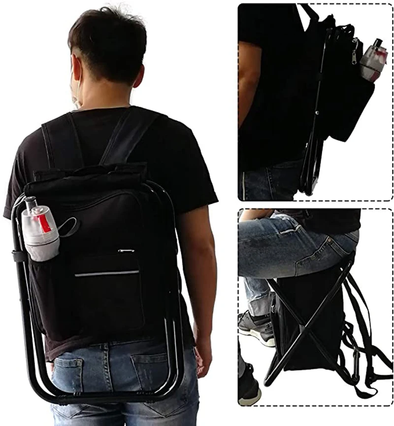

Portable Camping Backpack Chair Multifunctional Folding Fishing Backpack with Stool Ultralight Outdoor Waterproof Backpack Chair