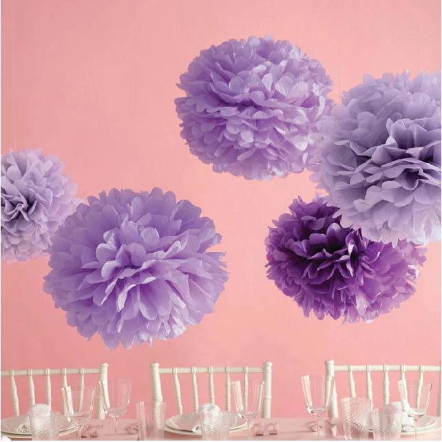 

5pcs DIY Craft Paper Flower Pompon Tissue Paper Pom Poms Flower Balls for Wedding Birthday Baby Shower Decoration Party Supplies
