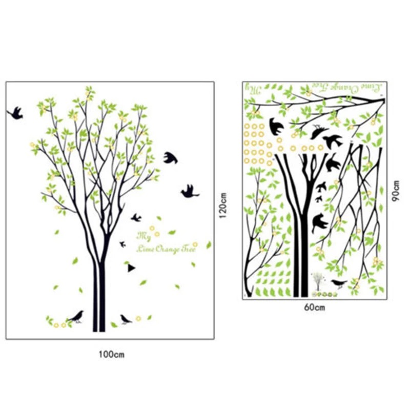 Зеленое дерево птица рукоделие Съемный ПВХ Искусство дома спальни комнаты
