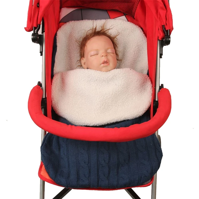 

Baby Sleeping Bag Thickening Plus Velvet Knit Warm Blanket Wool Stroller Sleeping Bag Infant Stroller Sleep Footmuff