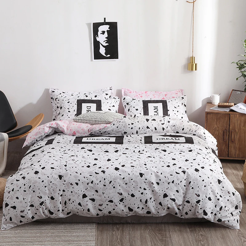 4 шт. Бесплатная доставка серо розовый фрагмент печать постельное белье набор 2019
