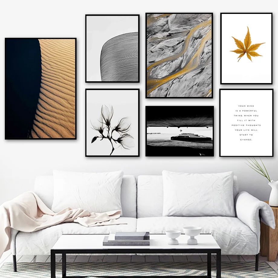 

Desert Airport Abstract Flower Maple Leaf Wall Art Canvas Painting Nordic Posters And Prints Wall Pictures For Living Room Decor