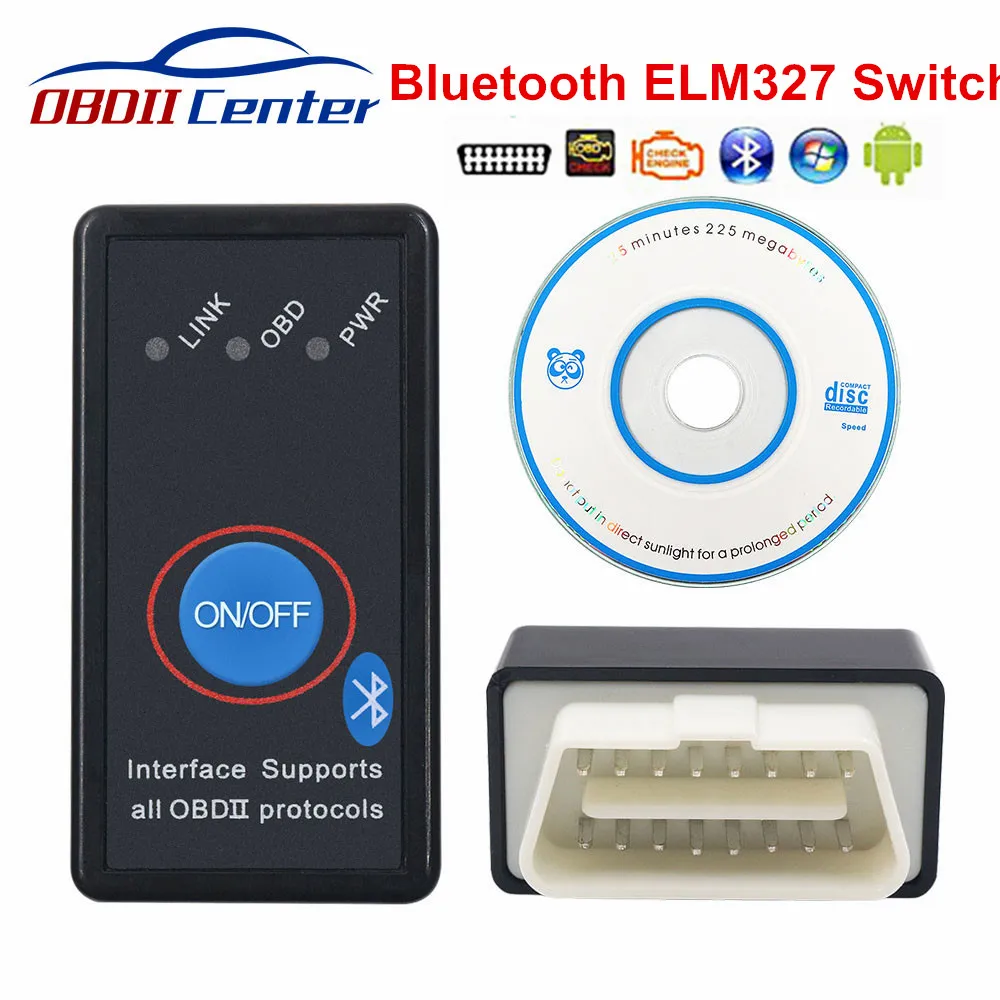 Супер Мини OBD2 ELM327 Bluetooth Переключатель ELM 327 OBD 2 II диагностический сканер Авто V2.1