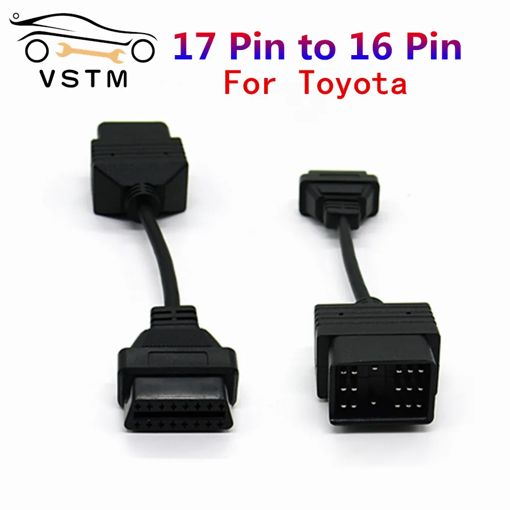 

High Quality For To*yota 17 Pin to 16 Pin OBD OBD2 Adapter Cable lead diagnostic interface 17pin OBDII extension cable Free Ship