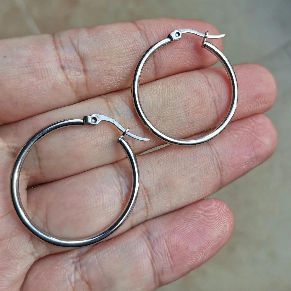 

Серьги-кольца круглые из нержавеющей стали, 30 мм, 2 мм
