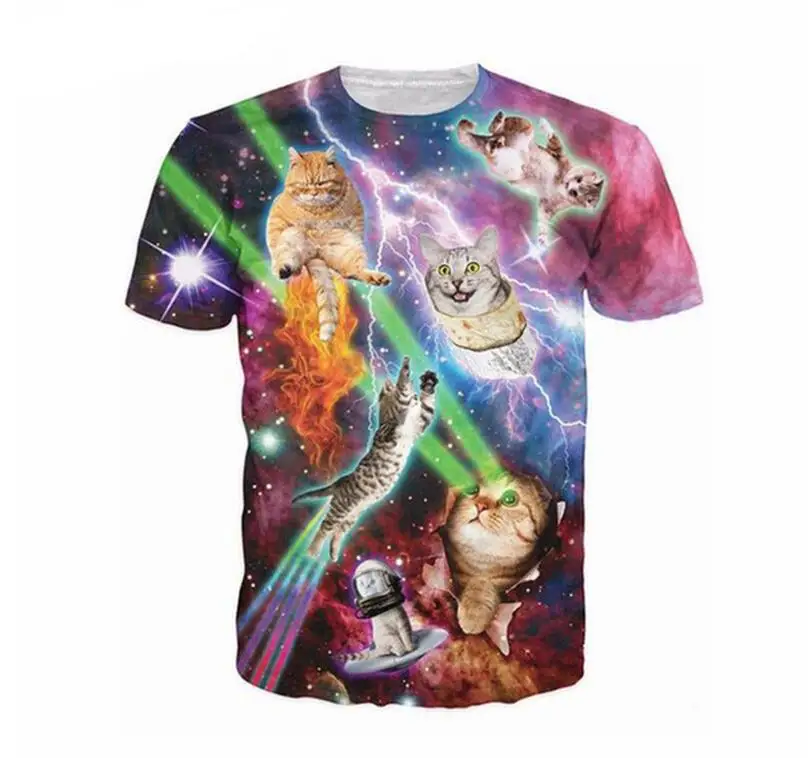 Лидер продаж футболки с 3D принтом лазерных котов футболка изображением