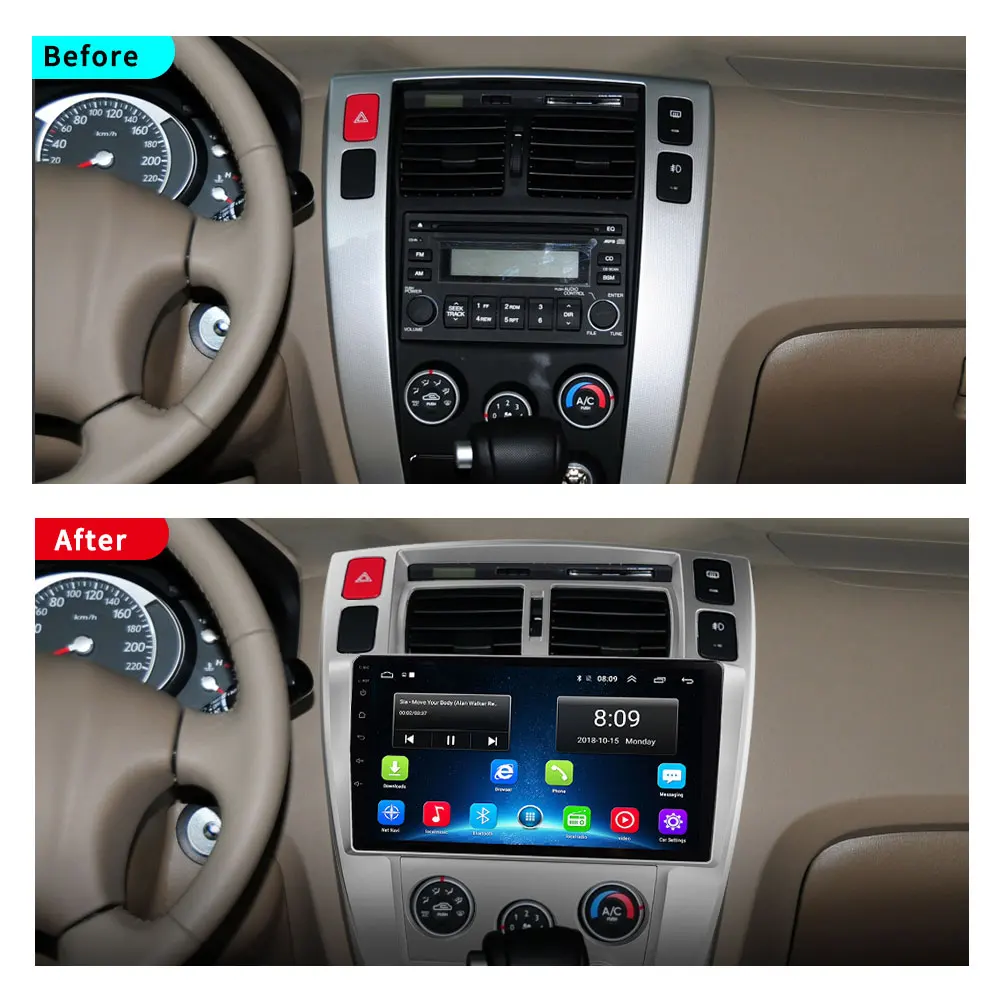 EKIY 9 ''ips Автомобильная магнитола для hyundai Tucson 2004-2009 Автомобильный мультимедийный видеоплеер навигации gps Android 8,1 без 2din 2 Дина Dvd